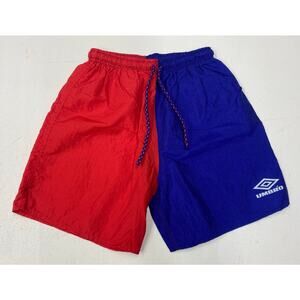 VTG 90s Youth Kid's Umbro USA nylon colorblock graphic soccer atletic shorts YXL